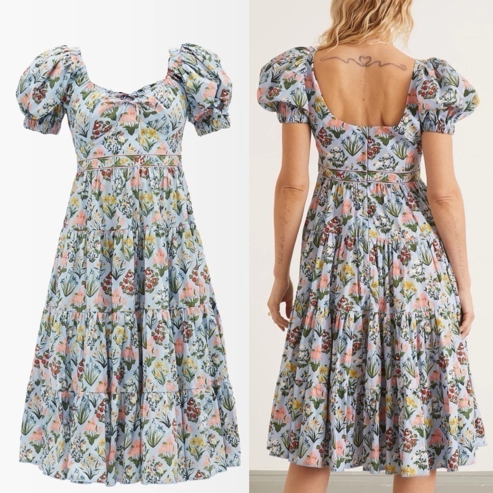 Agua Bendita Palmera Magdalena Dia Floral Midi Dress Multicolor Size Large NWT - Picture 9 of 11